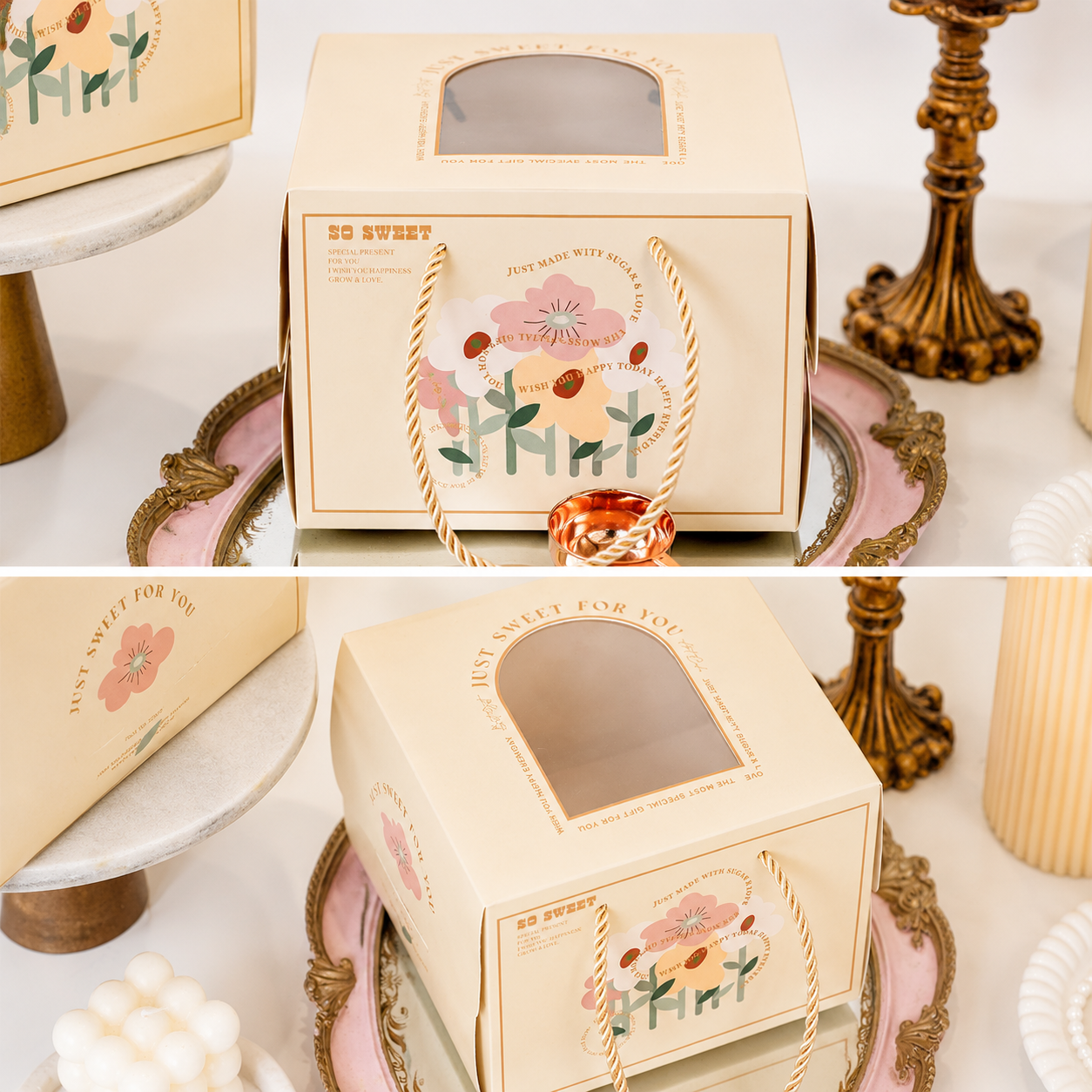 morandi floral handle cake box with window morandi floral handle cake box with window
