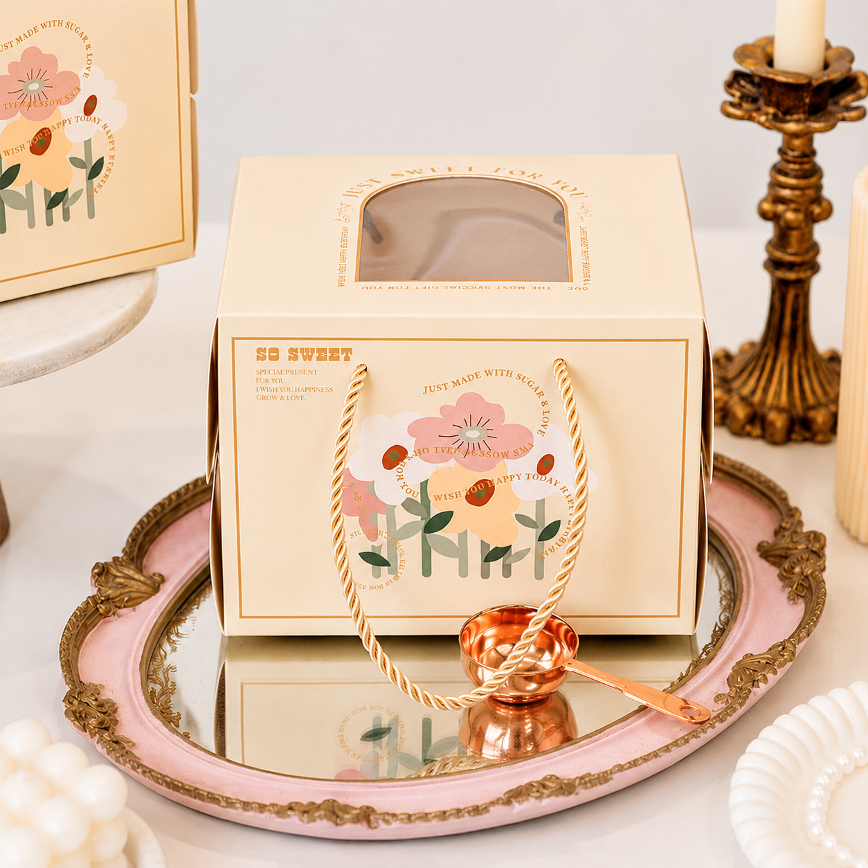 morandi floral handle cake box with window morandi floral handle cake box with window