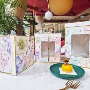 spring garden yellow window cake box for warm floral cake packaging (复制)