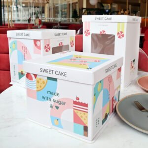 geometric candy window cake box for colorful party dessert packaging