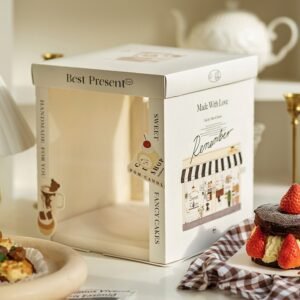 famous painting inspired semi transparent cake box for artistic bakery gifts