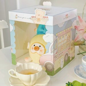 birthday bear semi transparent cake box for kids birthday cake packaging