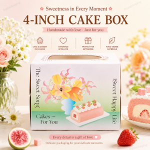 spring gradient floral swiss roll cake box