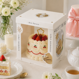 sweet bear clear window cake box for bakery dessert packaging