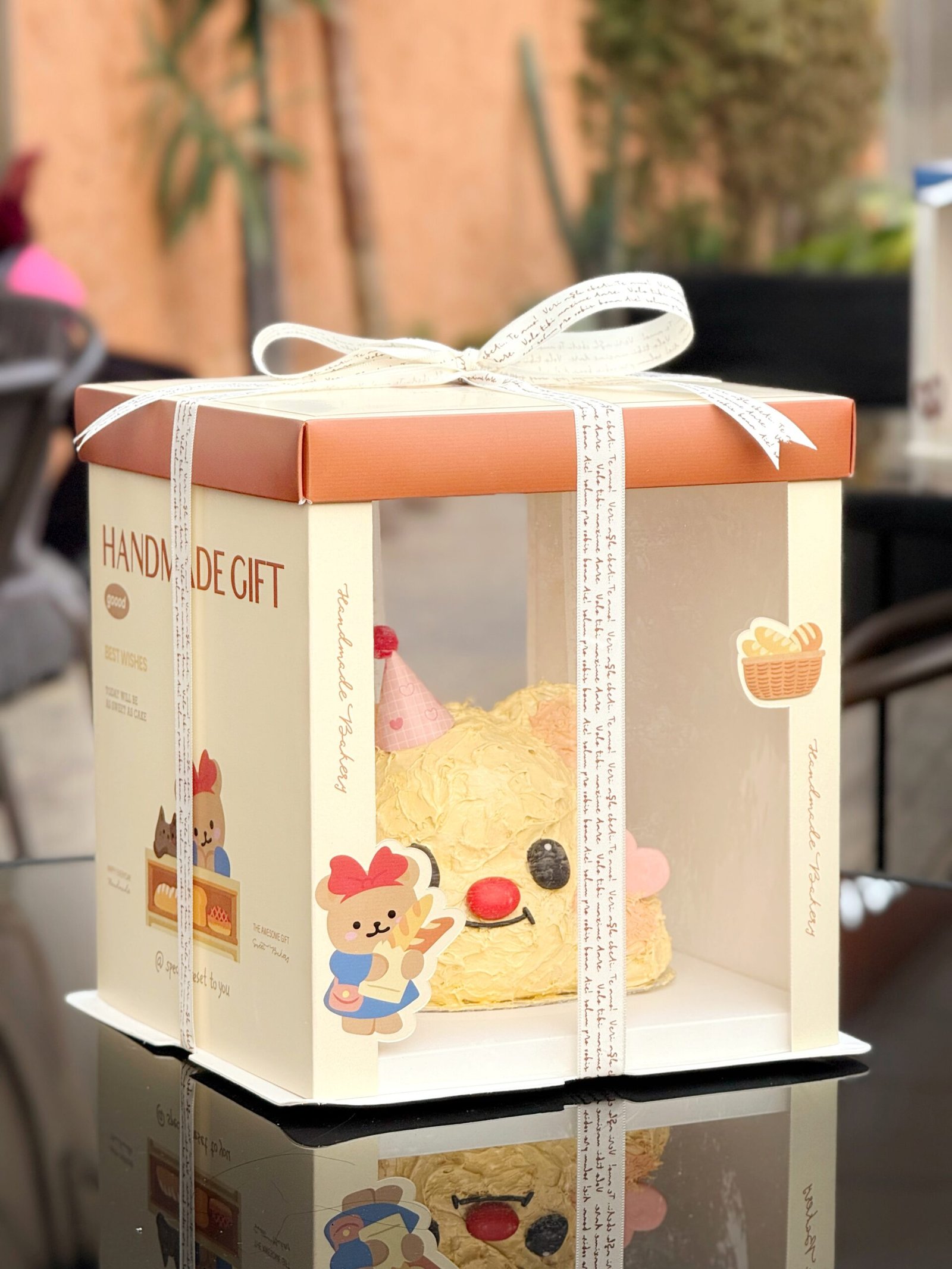 bear shop semi transparent cake box with cute storefront illustration bear shop semi transparent cake box with cute storefront illustration