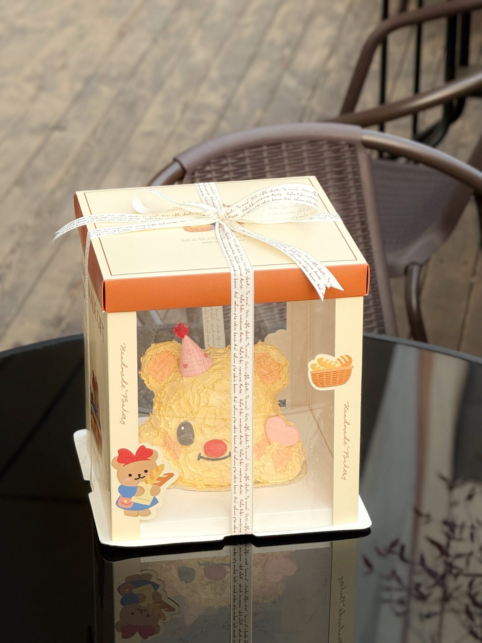 bear shop semi transparent cake box with cute storefront illustration bear shop semi transparent cake box with cute storefront illustration