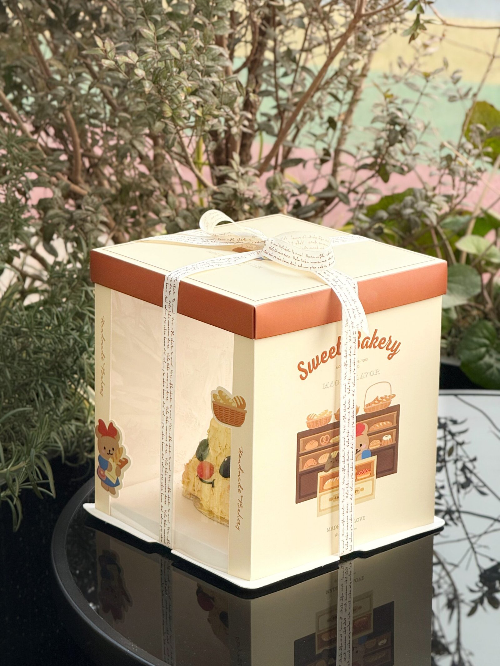 bear shop semi transparent cake box with cute storefront illustration bear shop semi transparent cake box with cute storefront illustration