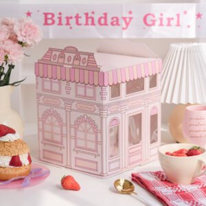 candy manor window cake box for pink architecture birthday gift packaging