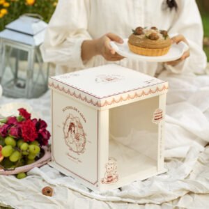 famous painting inspired semi transparent cake box for artistic bakery gifts