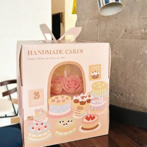 black line window cake box for nordic minimalist dessert packaging