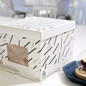 black line window cake box for nordic minimalist dessert packaging