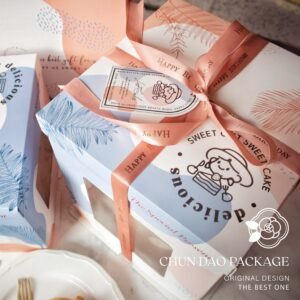 sweet field window cake box in pink blue pastel dessert gift packaging