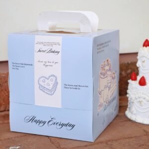 blue retro bow cake box