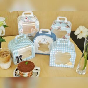 Custom Blue Collection Arch Window Slice Cake Box