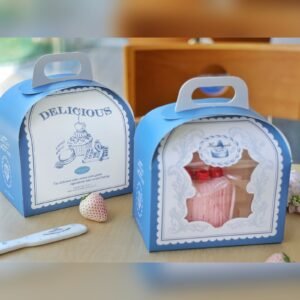 Custom Blue Danube Arch Window Slice Cake Box