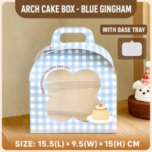 Custom Blue Plaid Cake Arch Window Slice Cake Box