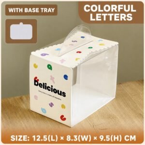 Custom Colorful Letters Clear Slice Cake Box