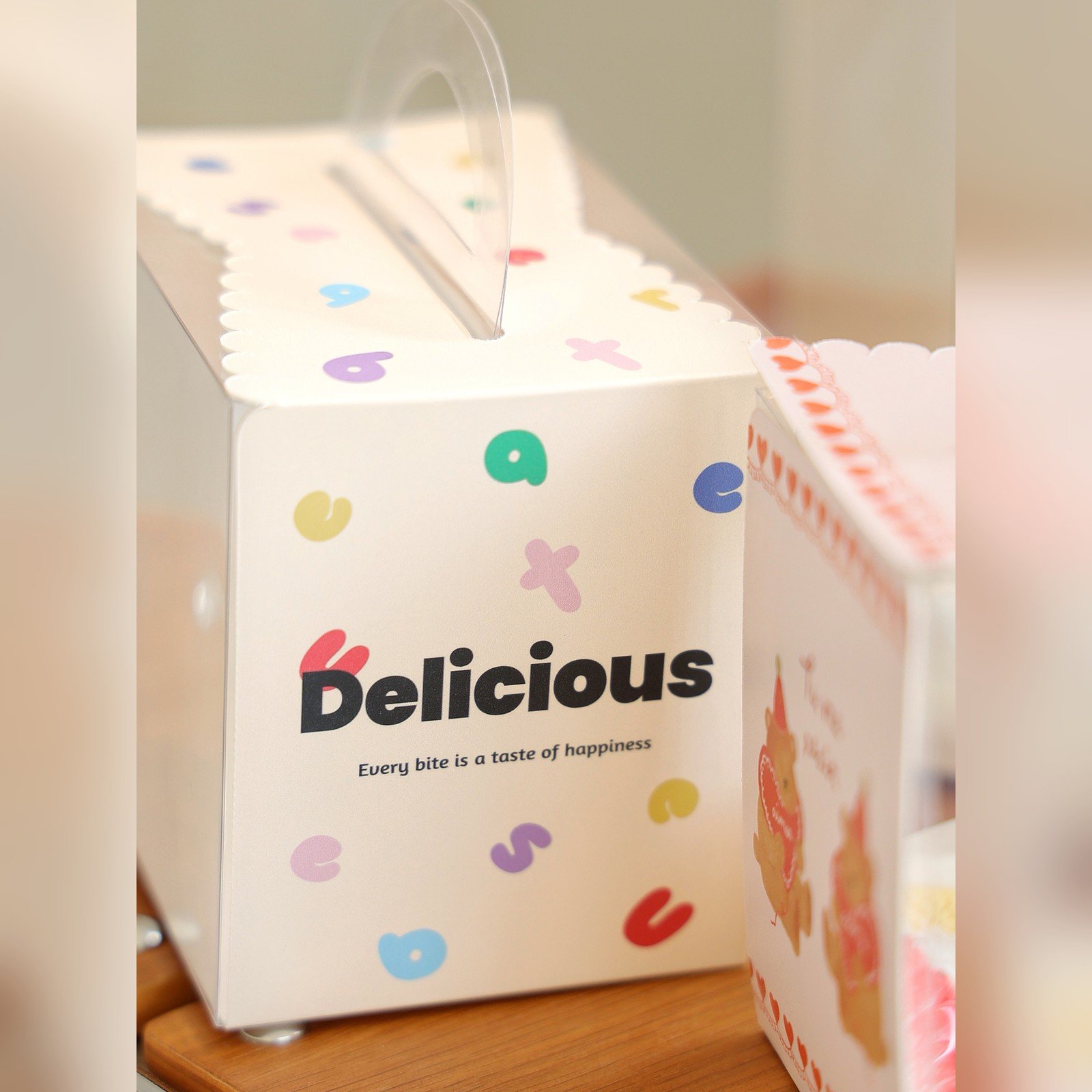custom colorful letters clear slice cake box Custom Colorful Letters Clear Slice Cake Box