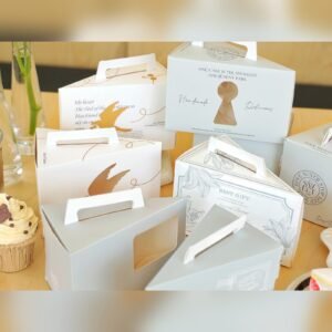 Custom Gray White Collection Coordinated Slice Cake Box Series