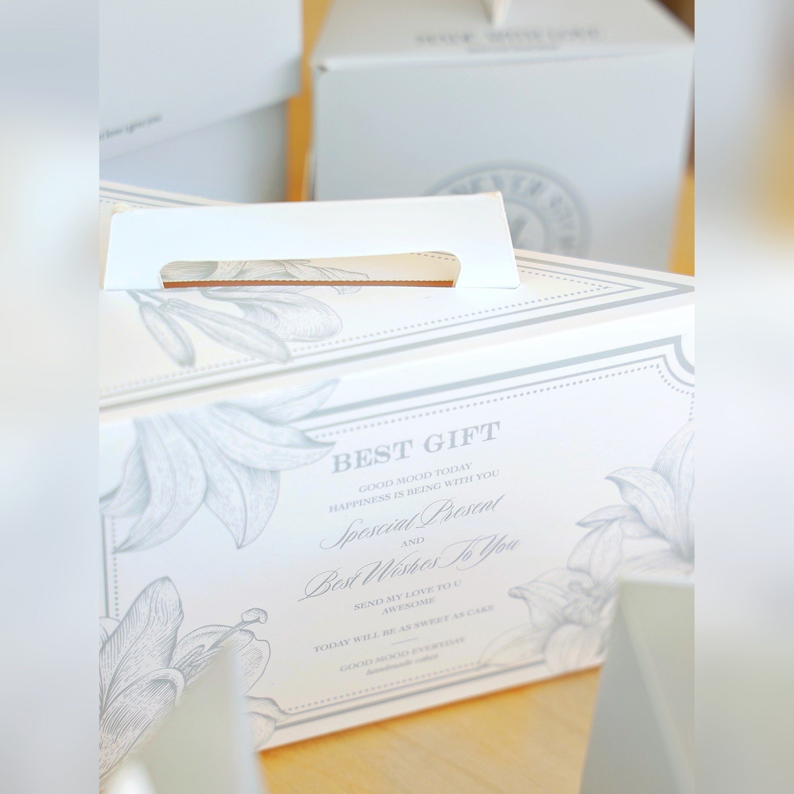 custom gray white collection coordinated slice cake box series Custom Gray White Collection Coordinated Slice Cake Box Series