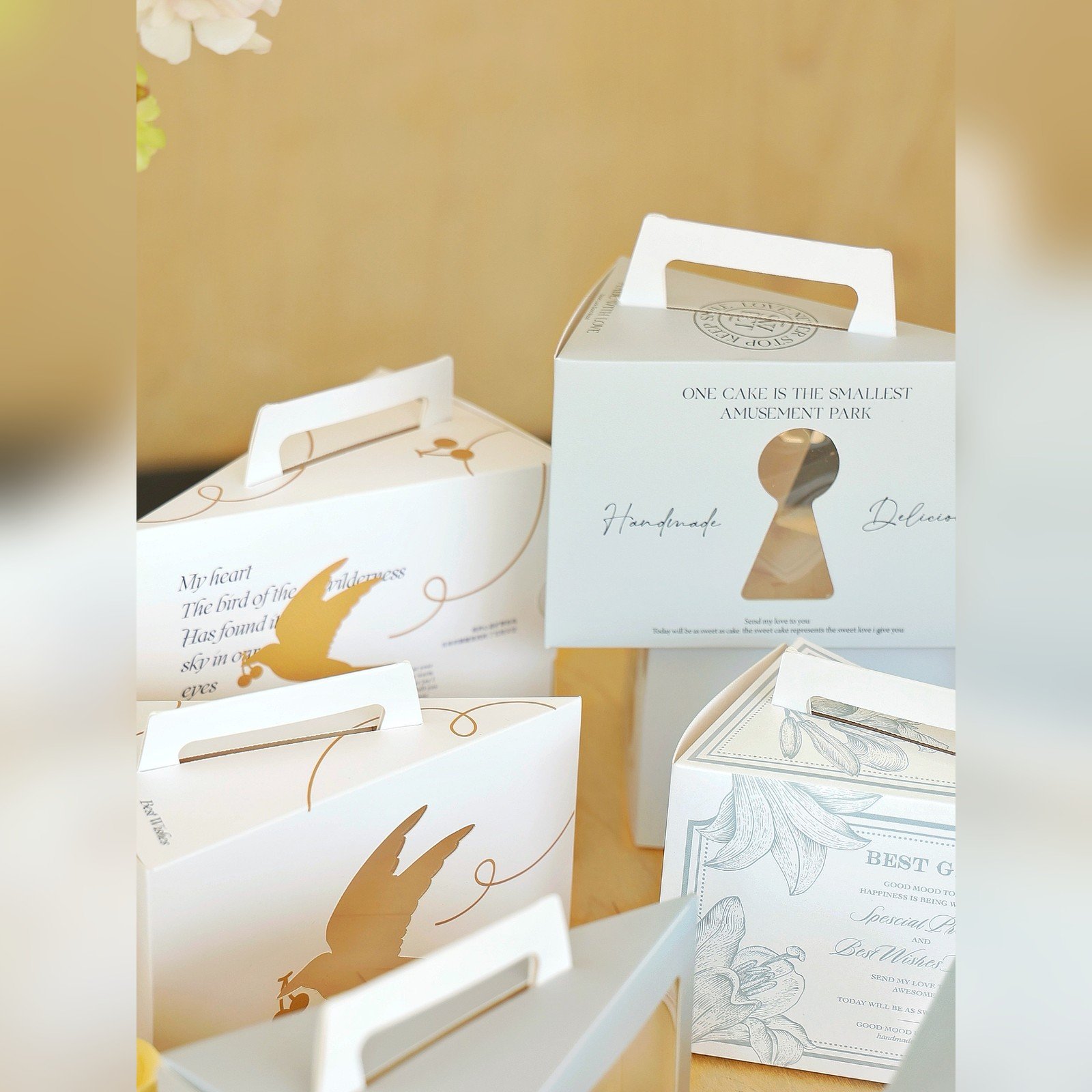 custom gray white collection coordinated slice cake box series Custom Gray White Collection Coordinated Slice Cake Box Series
