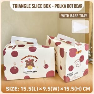Custom Maillard Polka Dot Bear Triangular Slice Cake Box