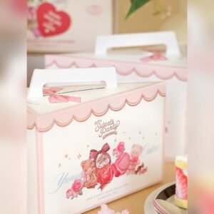 Custom Pink Cloud Bear Triangular Slice Cake Box
