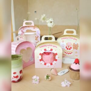 Custom Pink Collection Arch Window Slice Cake Box