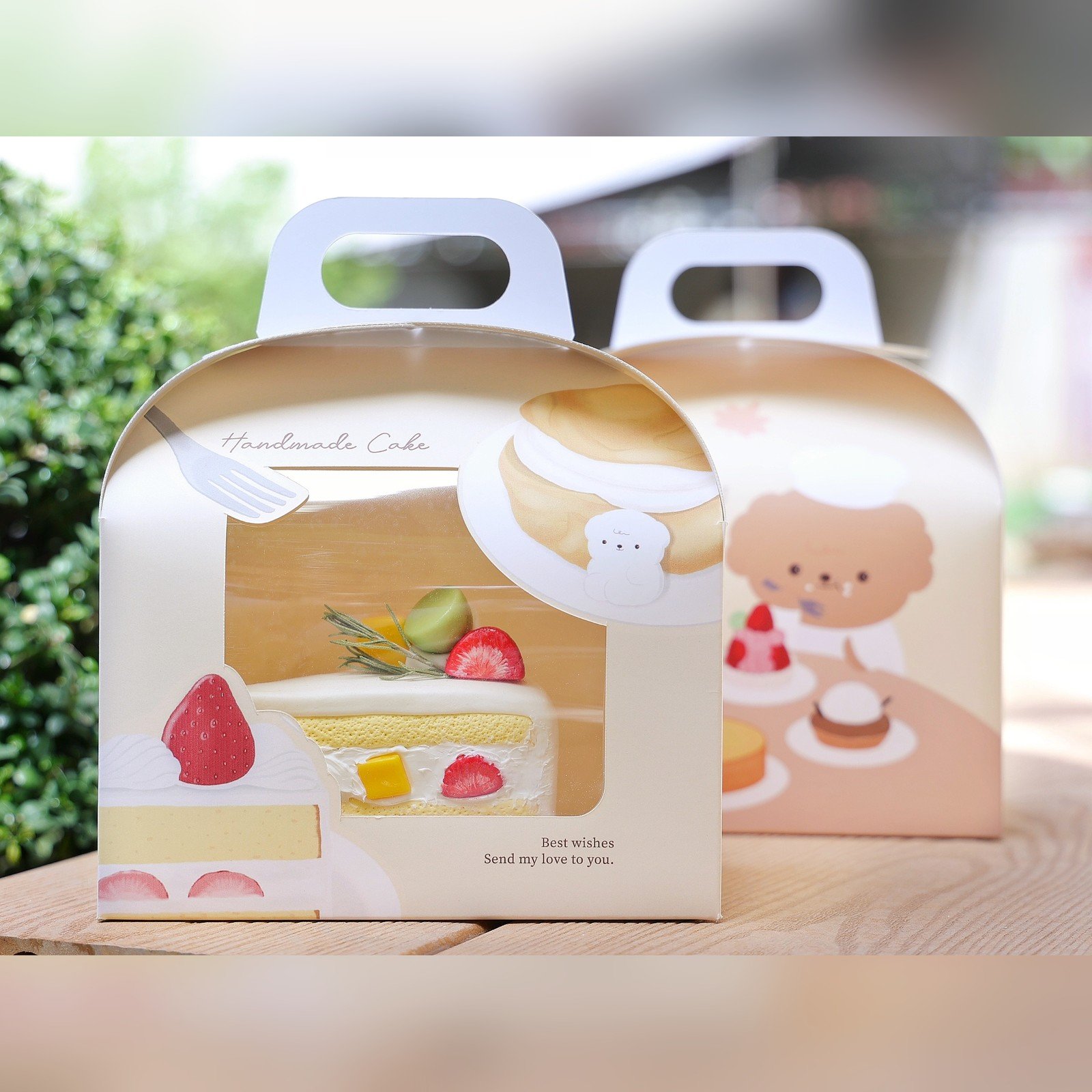 custom puppy dessert arch window slice cake box Custom Puppy Dessert Arch Window Slice Cake Box