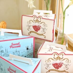 Custom Vintage Red and Blue Collection Coordinated Slice Cake Box Series