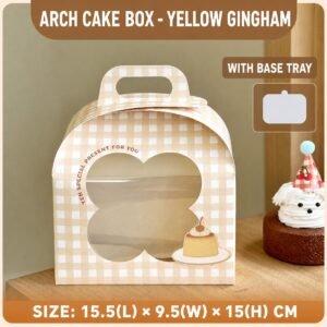 Custom Yellow Plaid Arch Window Slice Cake Box