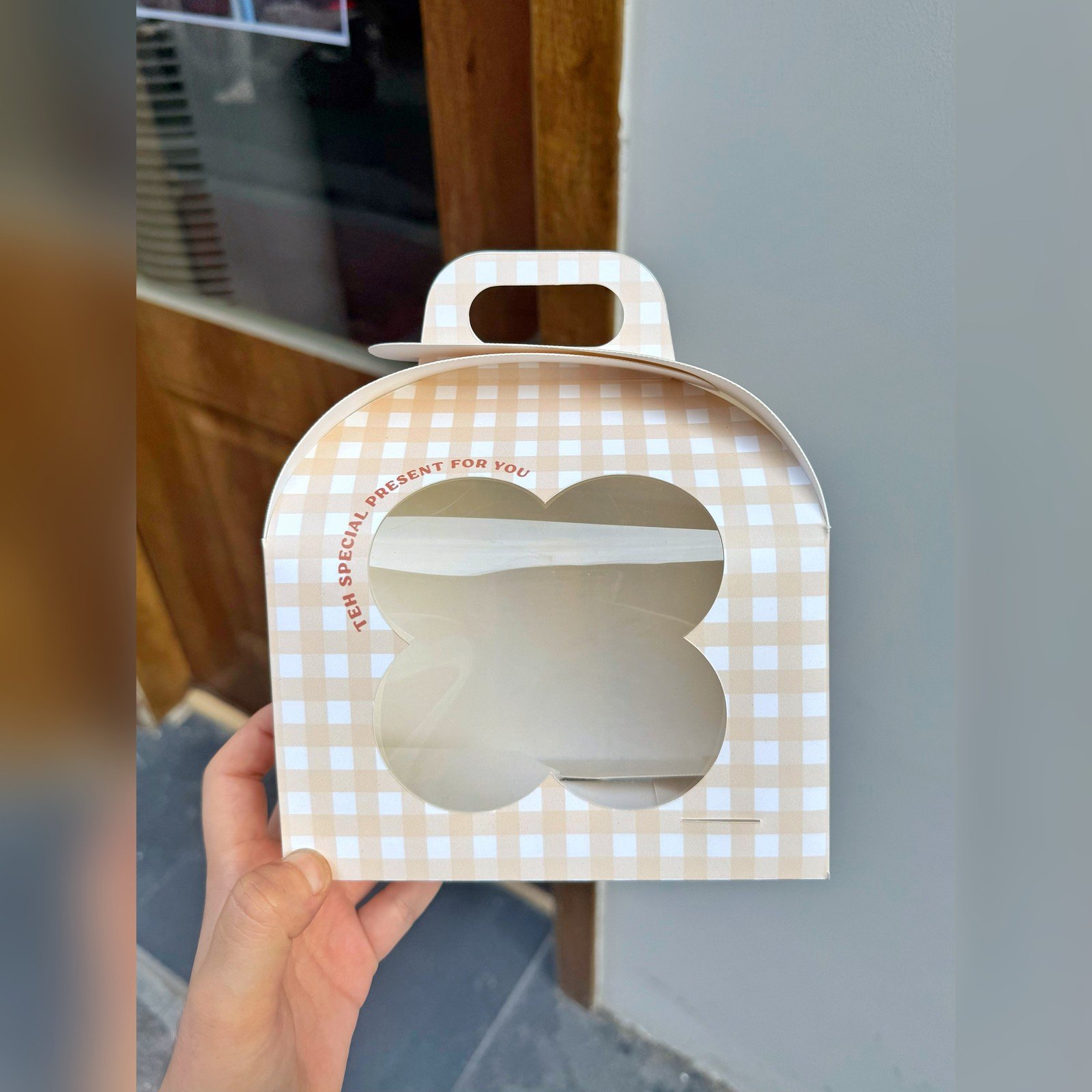 custom yellow plaid arch window slice cake box Custom Yellow Plaid Arch Window Slice Cake Box