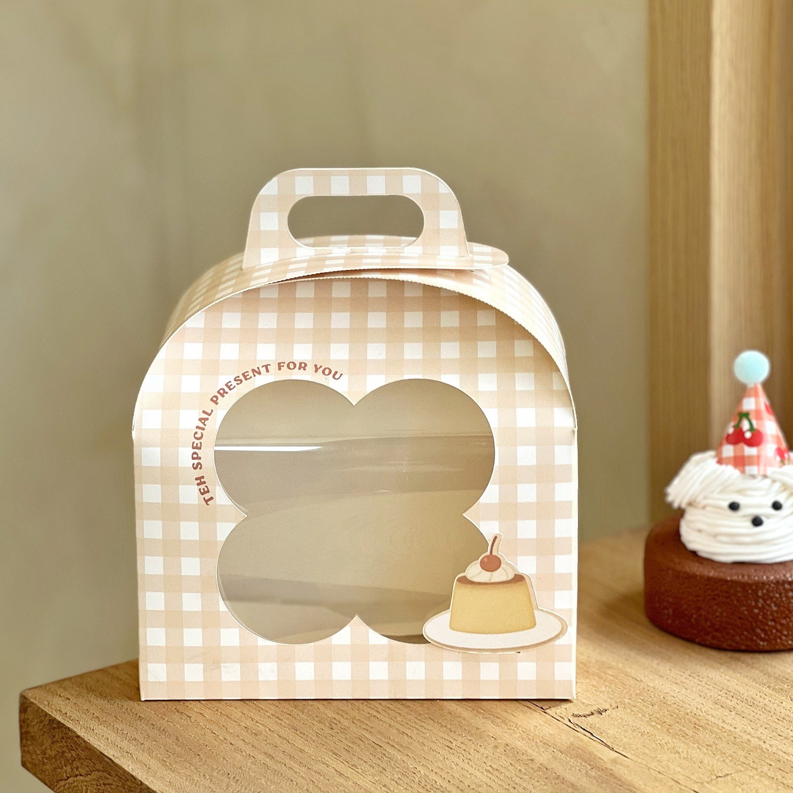 custom yellow plaid arch window slice cake box Custom Yellow Plaid Arch Window Slice Cake Box