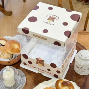 Polka Dot Bear Cake Box Set — matching cake box design