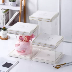 White & Gold Cake Box Set — matching cake box design