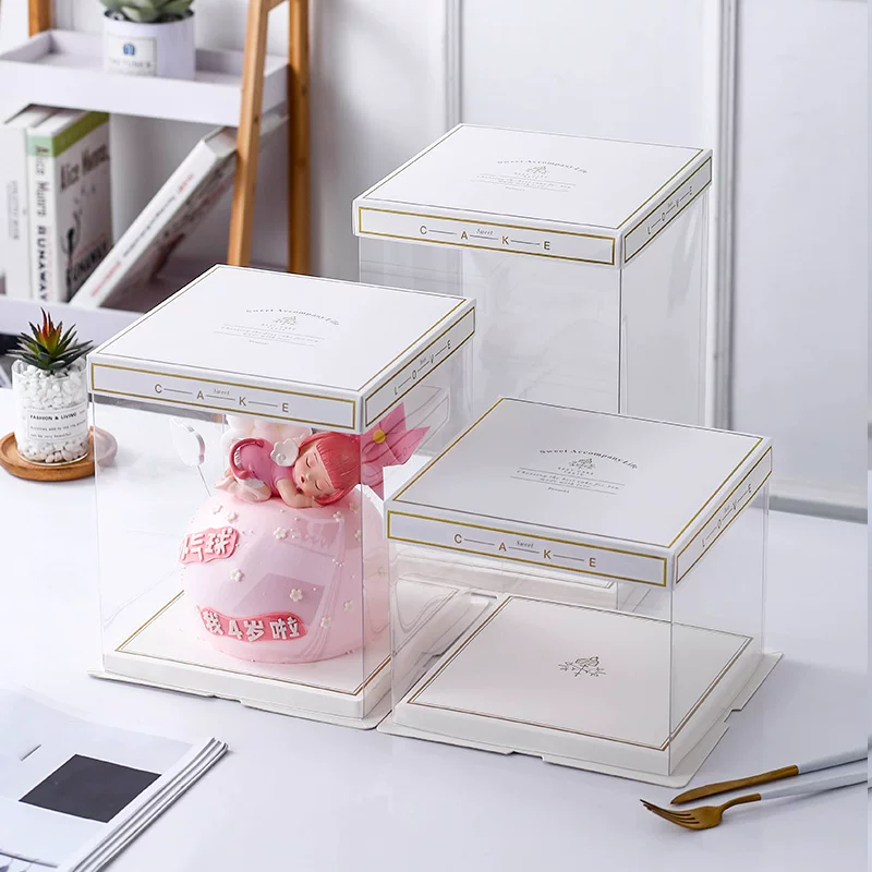 White & Gold Cake Box Set — matching cake box design
